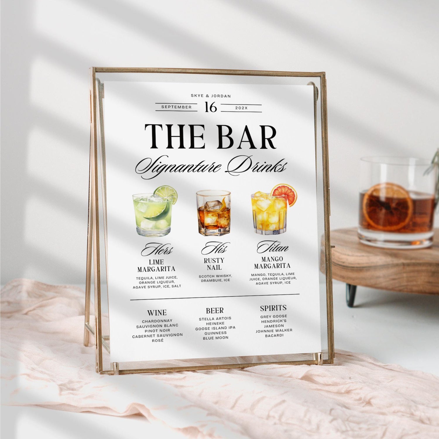 Signature Drinks Wedding Bar Menu Template – Editable Dog Drink Sign &amp; Open Bar Menu Canva DIY