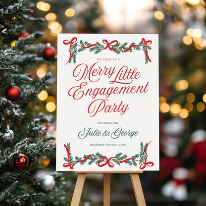 Christmas Engagement Party Welcome Sign – Festive Holiday Wedding Canva Template