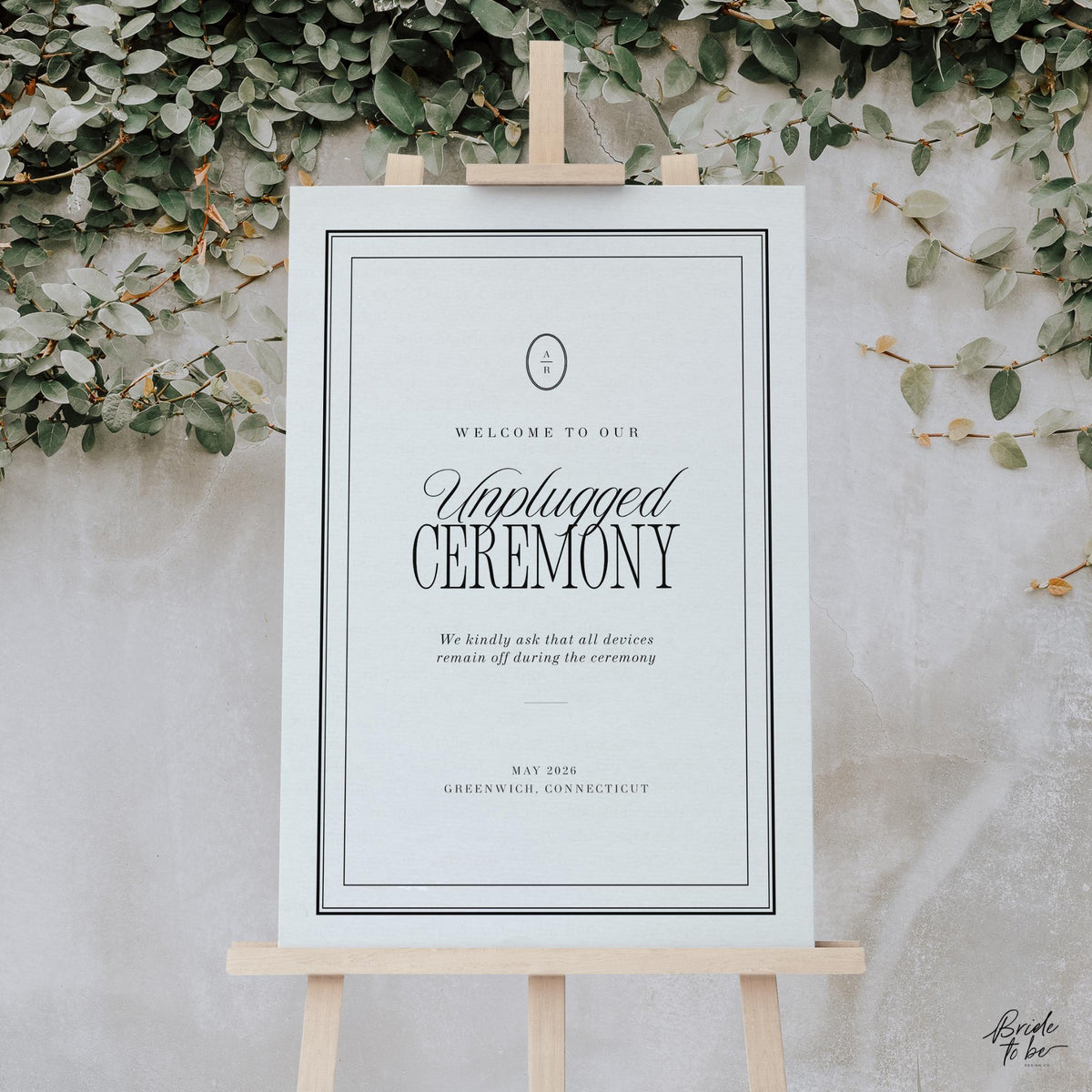 Black &amp; Ivory Unplugged Ceremony Sign | Elegant Canva Template