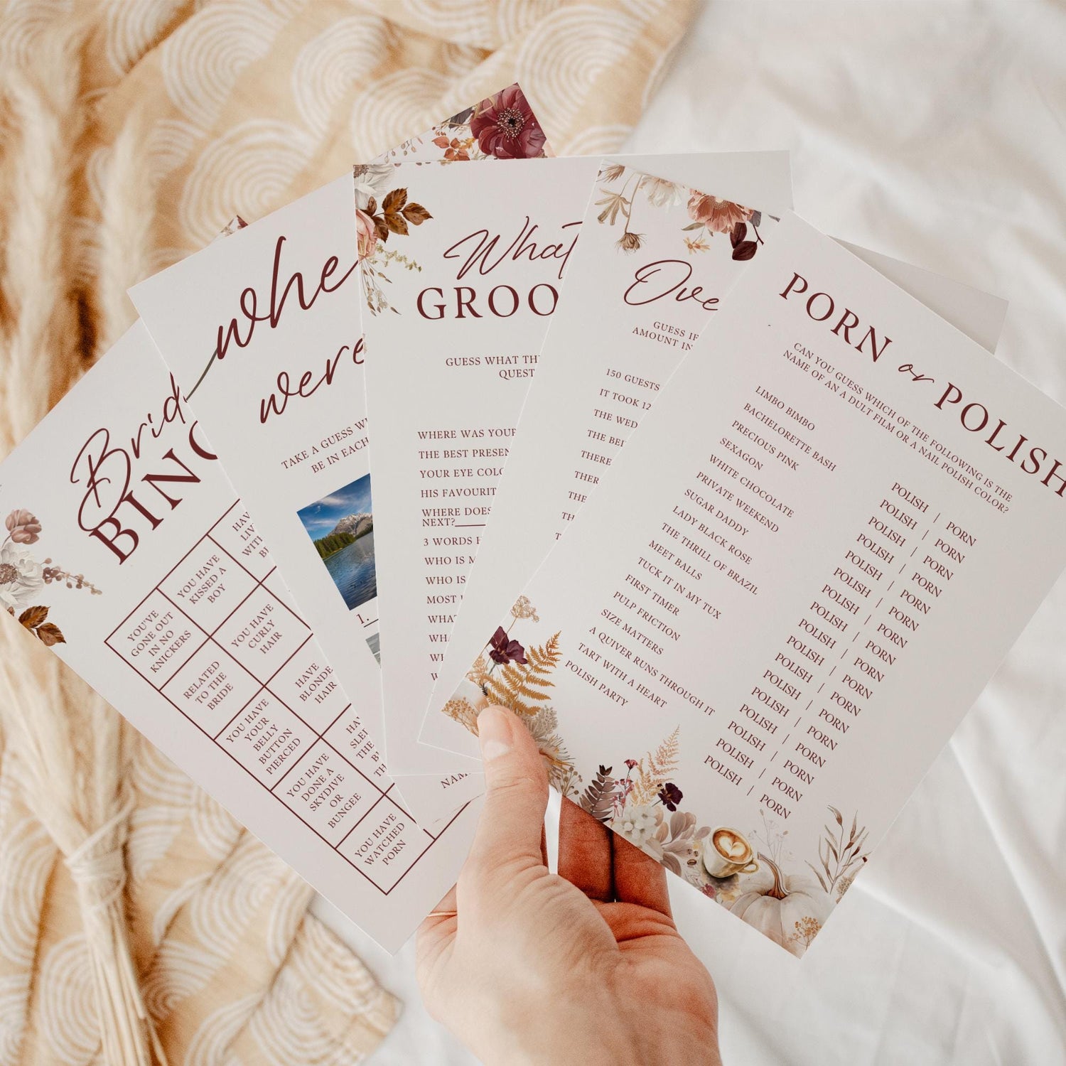 Love is Brewing Bridal Shower Games - Fall Theme Canva Templates