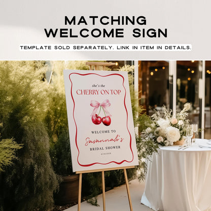 Cherry On Top Bridal Shower Invitation Template, Pink Bridal Shower Invite, Cherry Bridal Brunch Invitation, Wedding Shower Invitations DIY