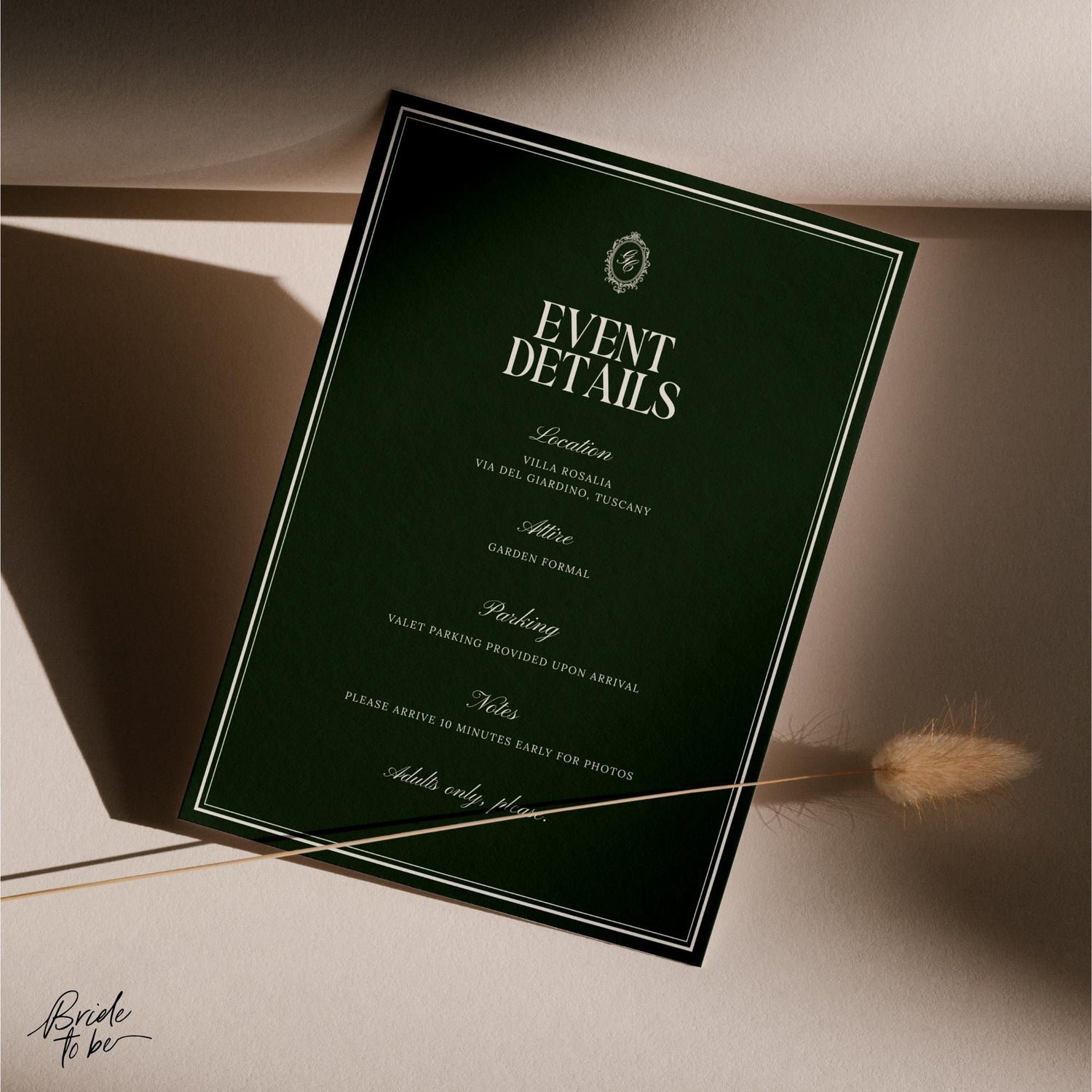 Forest Green Engagement Party Invitation – Elegant Estate Canva Template