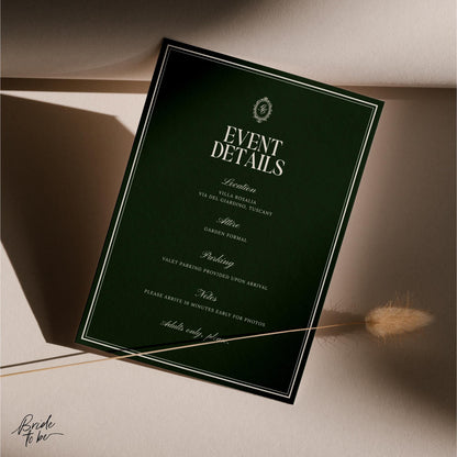 Forest Green Engagement Party Invitation – Elegant Estate Canva Template
