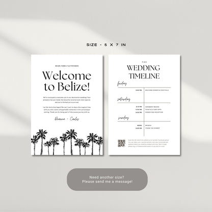 Wedding Welcome Letter &amp; Weekend Itinerary Template – Destination Wedding Canva (5x7)