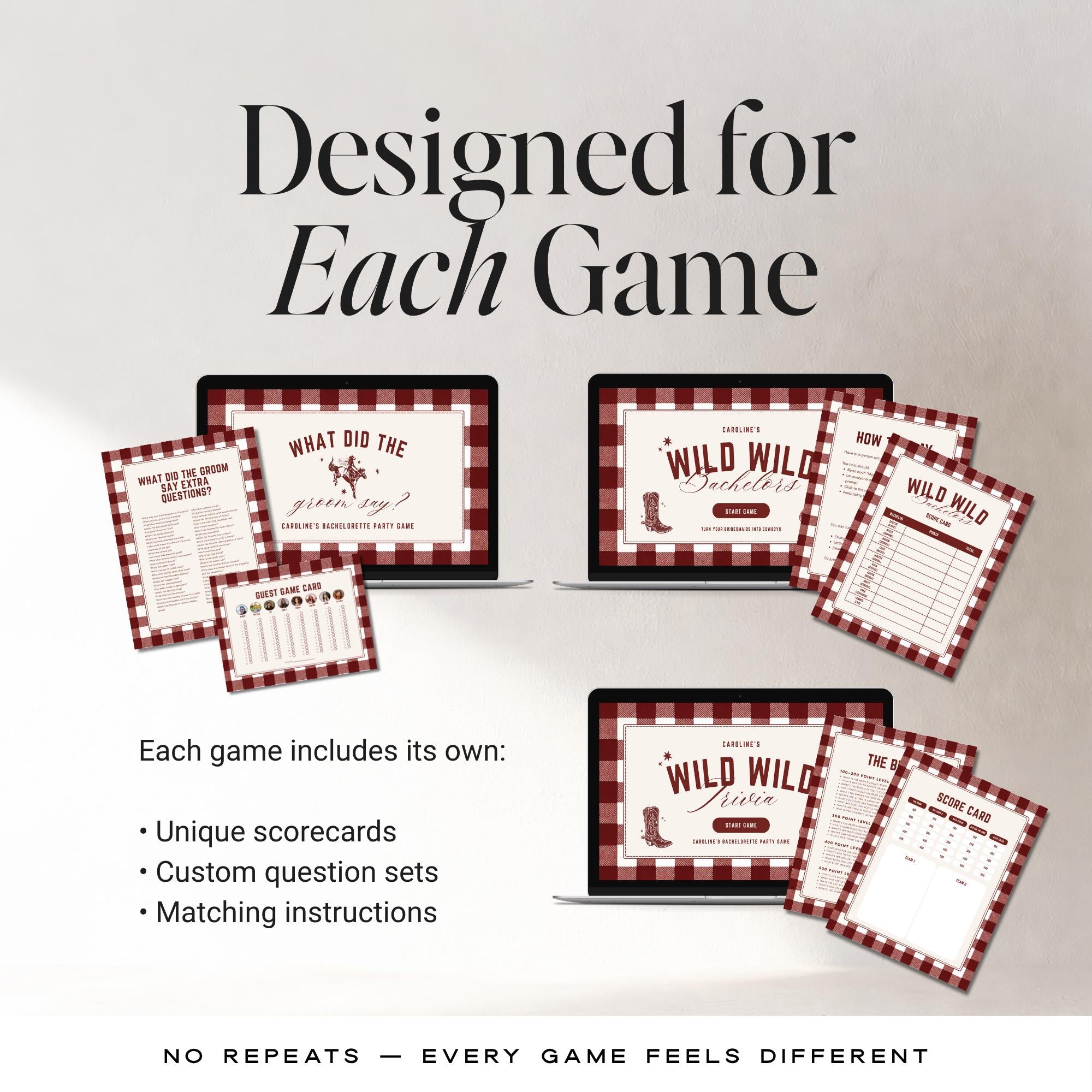 Wild Wild Bachelorette Games Bundle | Animated Canva Party Games