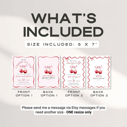 Cherry On Top Bridal Shower Invitation Template, Pink Bridal Shower Invite, Cherry Bridal Brunch Invitation, Wedding Shower Invitations DIY