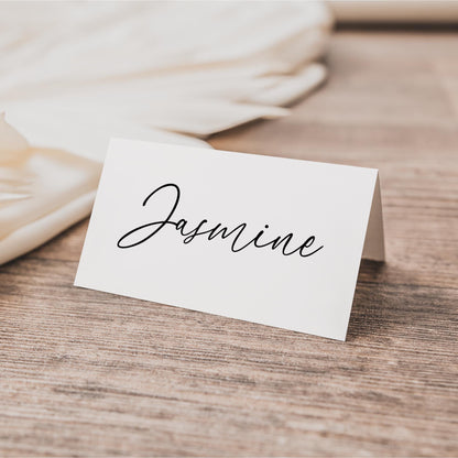 Minimalist Place Card Template, Editable Flat &amp; Folded Wedding Name Cards, Printable Seating Cards for Dinner Party or Event