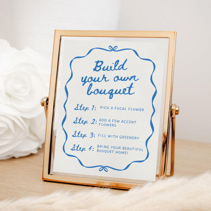Build Your Own Bouquet Sign – Hand Drawn Flower Bar Canva Template for Bridal Shower or Baby Shower