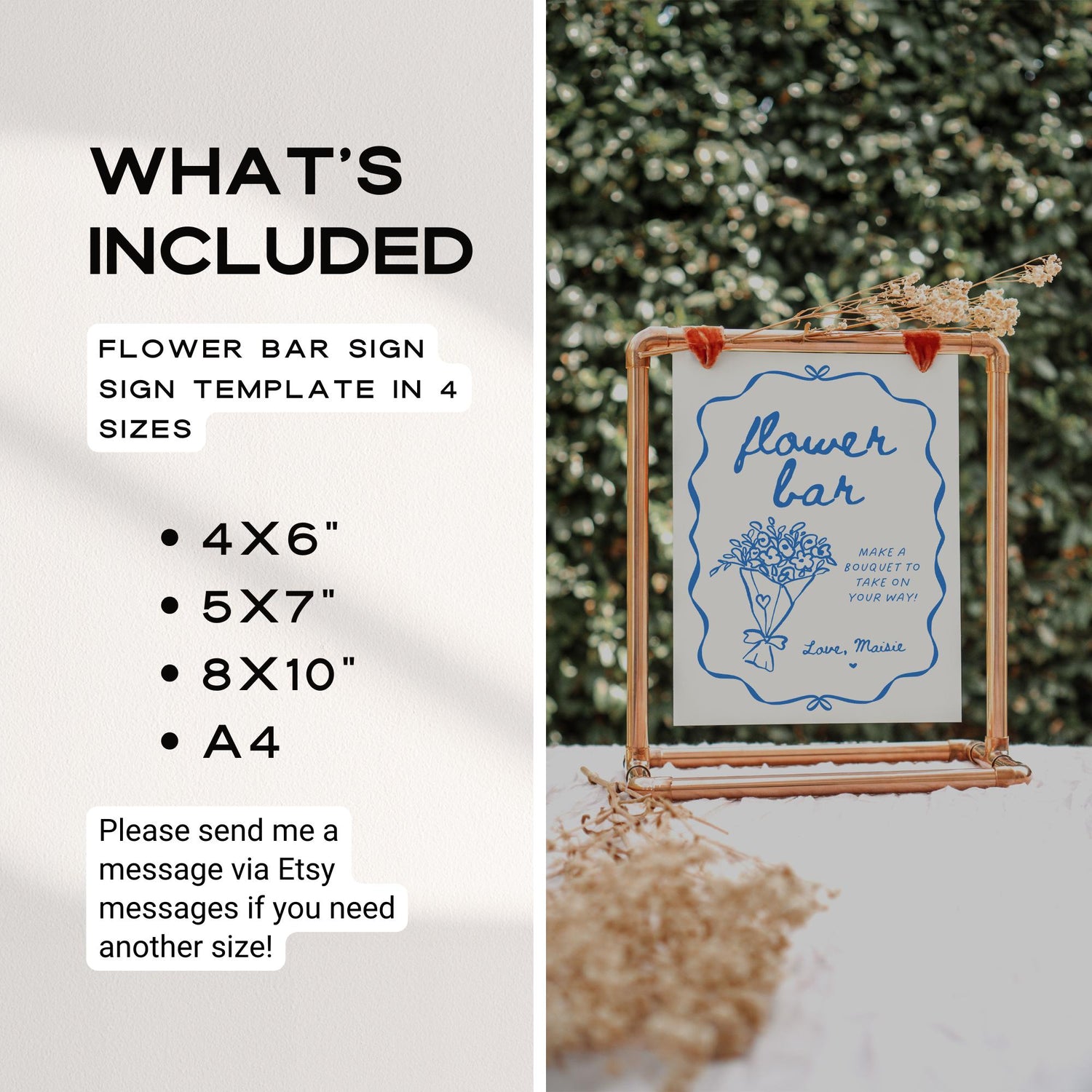 Flower Bar Sign – Hand Drawn Wildflower Canva Template