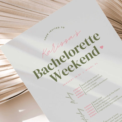 Miami Bachelorette Itinerary – Editable Travel Itinerary Canva Template