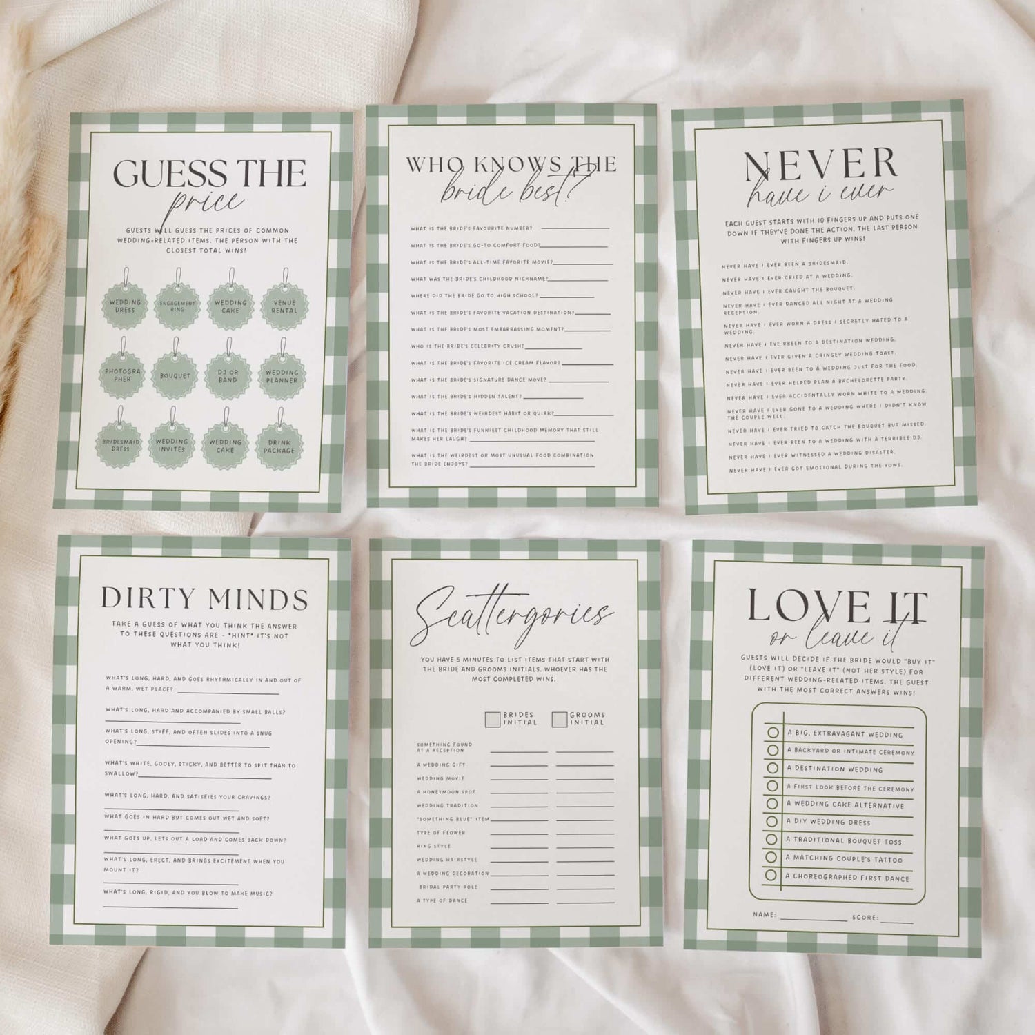 Fresh Off The Market Bridal Shower Template Bundle, Farmers Market Bridal Shower Games, Engagement Party Decor, Green Plaid Editable Canva Templates