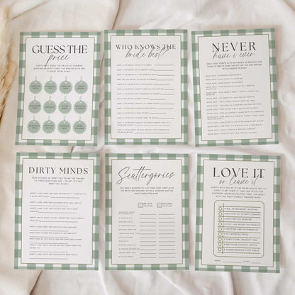 Fresh Off The Market Bridal Shower Template Bundle, Farmers Market Bridal Shower Games, Engagement Party Decor, Green Plaid Editable Canva Templates