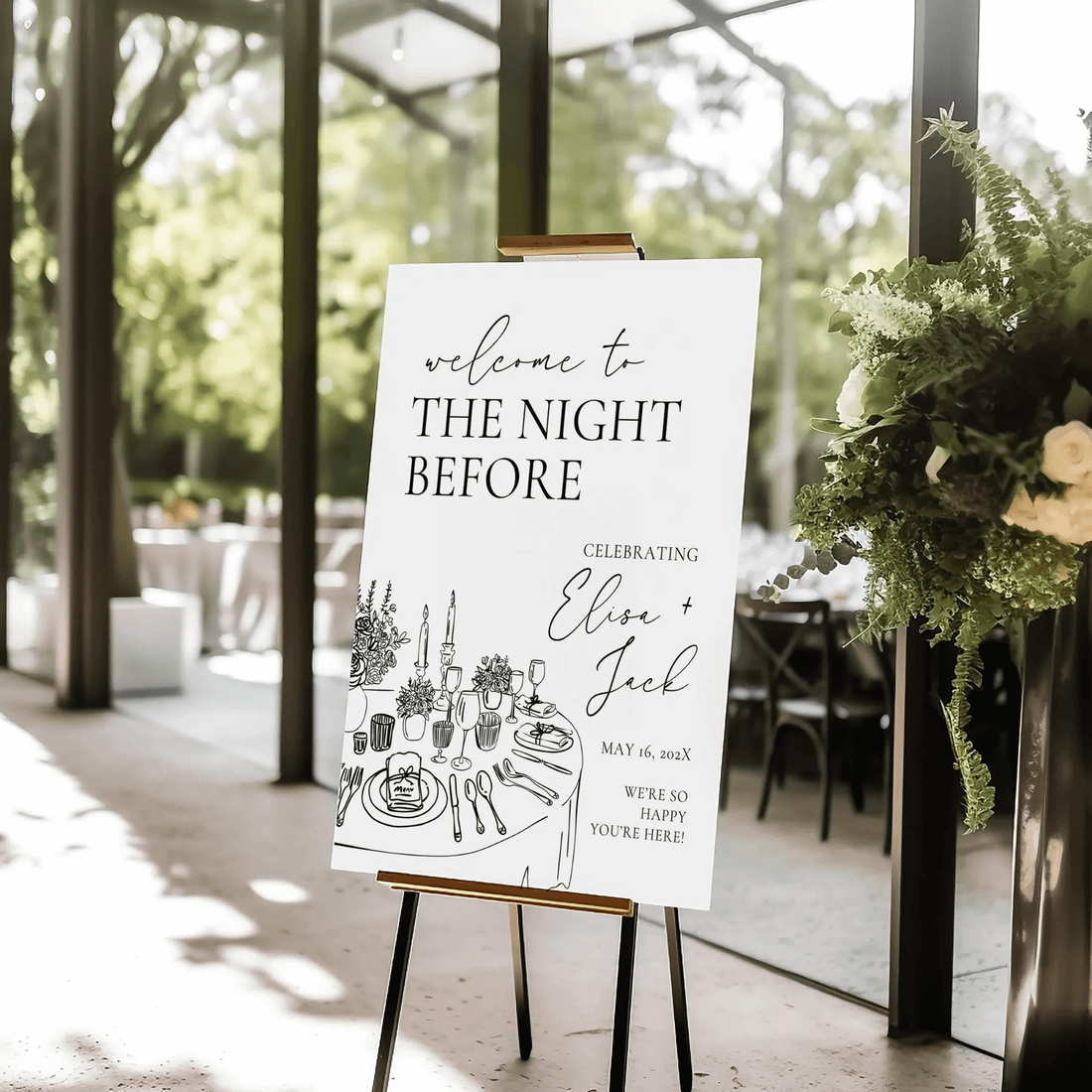 Night Before Rehearsal Dinner Welcome Sign – Editable Canva Template