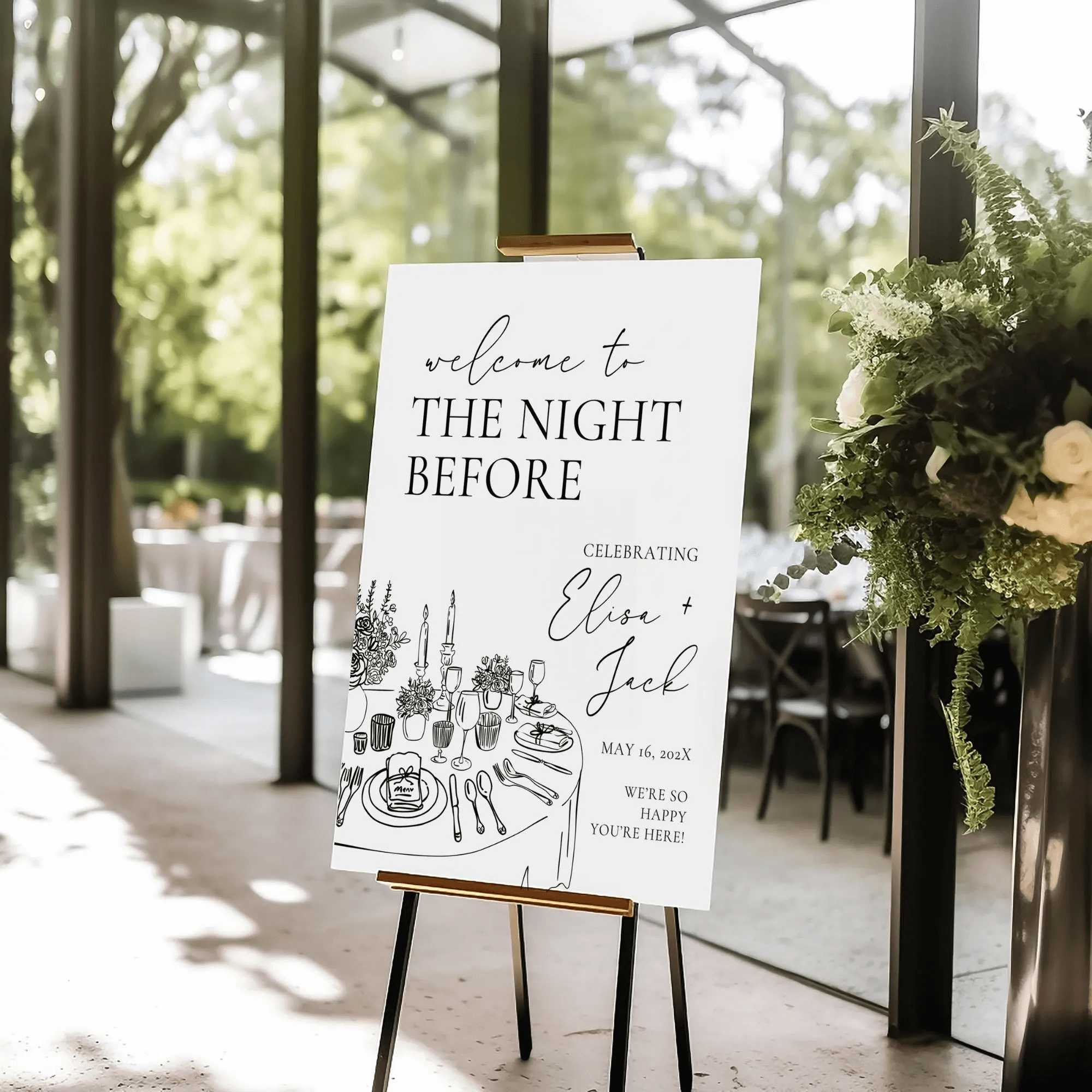 Night Before Rehearsal Dinner Welcome Sign – Editable Canva Template