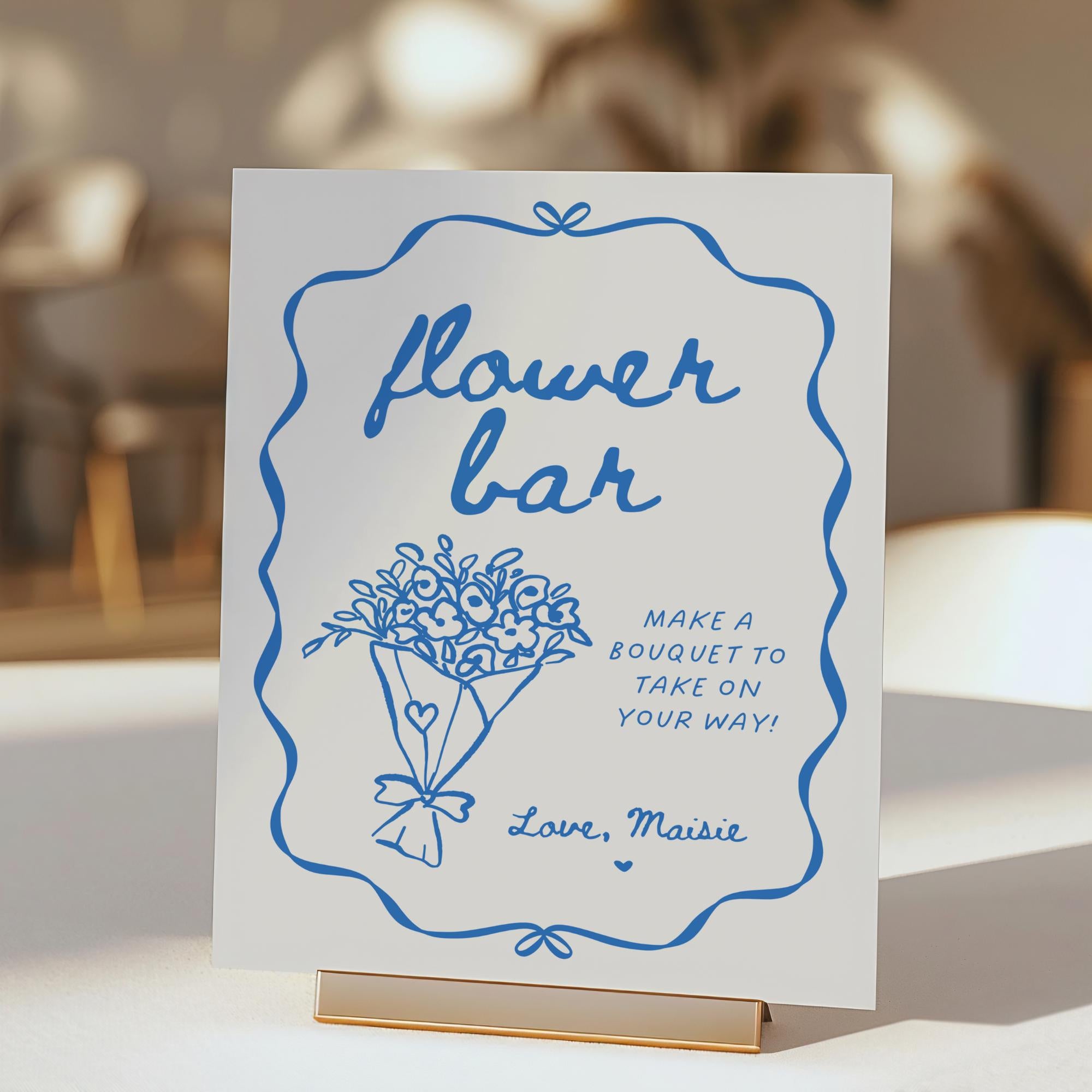Flower Bar Sign – Hand Drawn Wildflower Canva Template