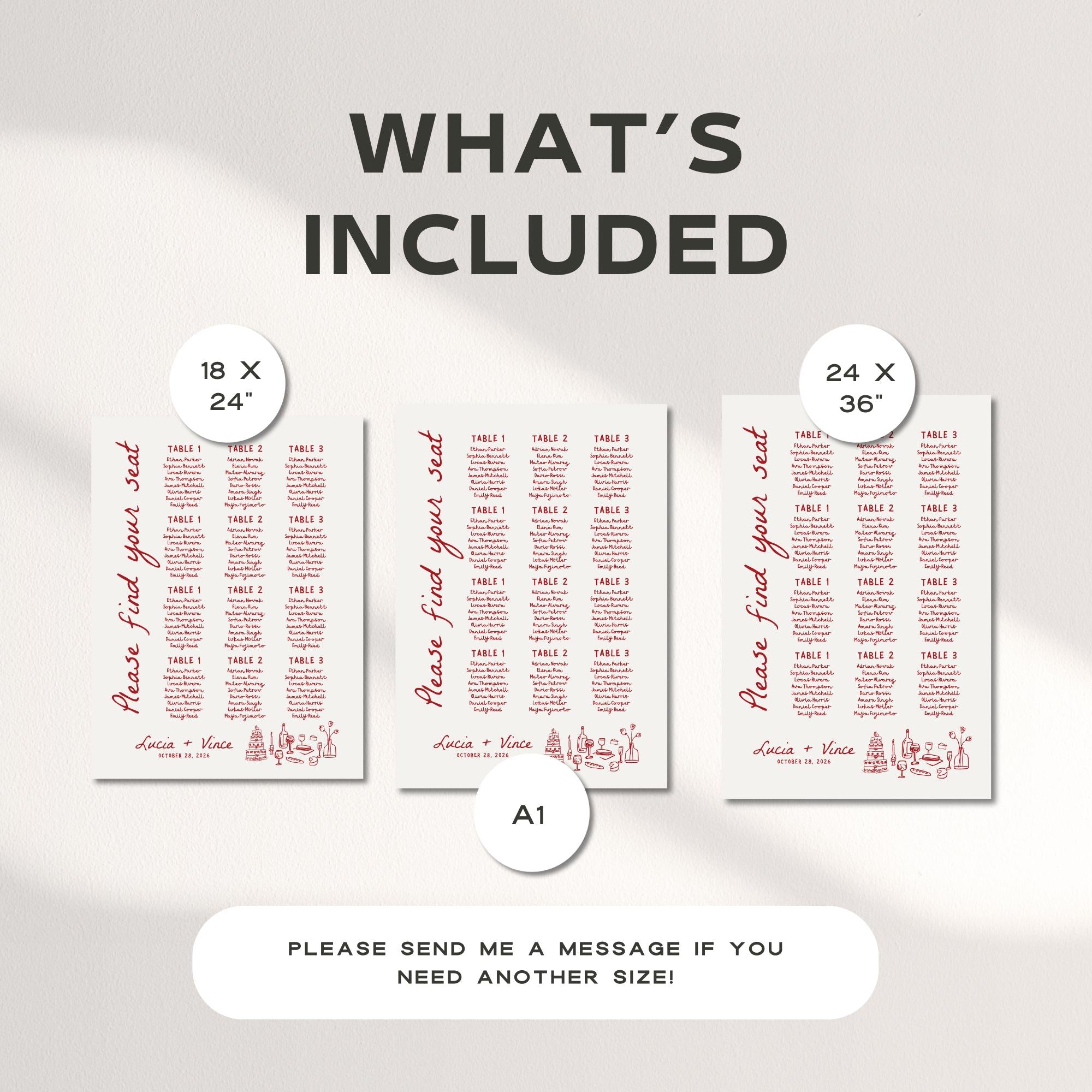 That’s Amore Wedding Seating Chart – Editable Canva Template with Hand-Drawn Whimsical Italian Design