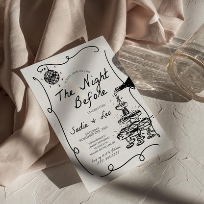 Rehearsal Dinner Invitation – Editable “The Night Before” Canva Template for Wedding or Engagement Party