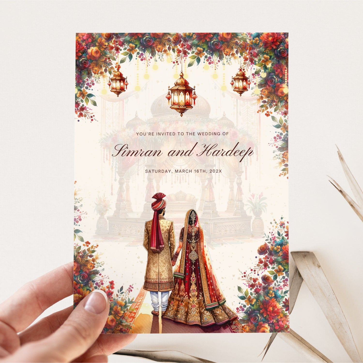 Elegant Indian Wedding Invitation Template – Customizable Hindu Wedding Canva Invite