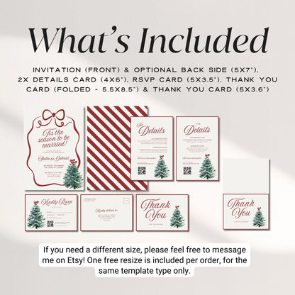 Christmas Wedding Invitation Suite Template – Elegant Holiday Wedding Canva Set