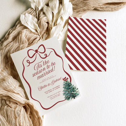 Christmas Wedding Invitation Suite Template – Elegant Holiday Wedding Canva Set