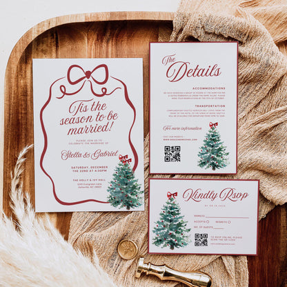 Christmas Wedding Invitation Suite Template – Elegant Holiday Wedding Canva Set