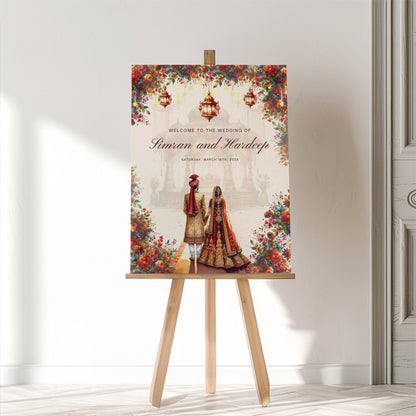 Indian Wedding Welcome Sign Template – Editable Canva Sign for Hindu Wedding Ceremony or Reception