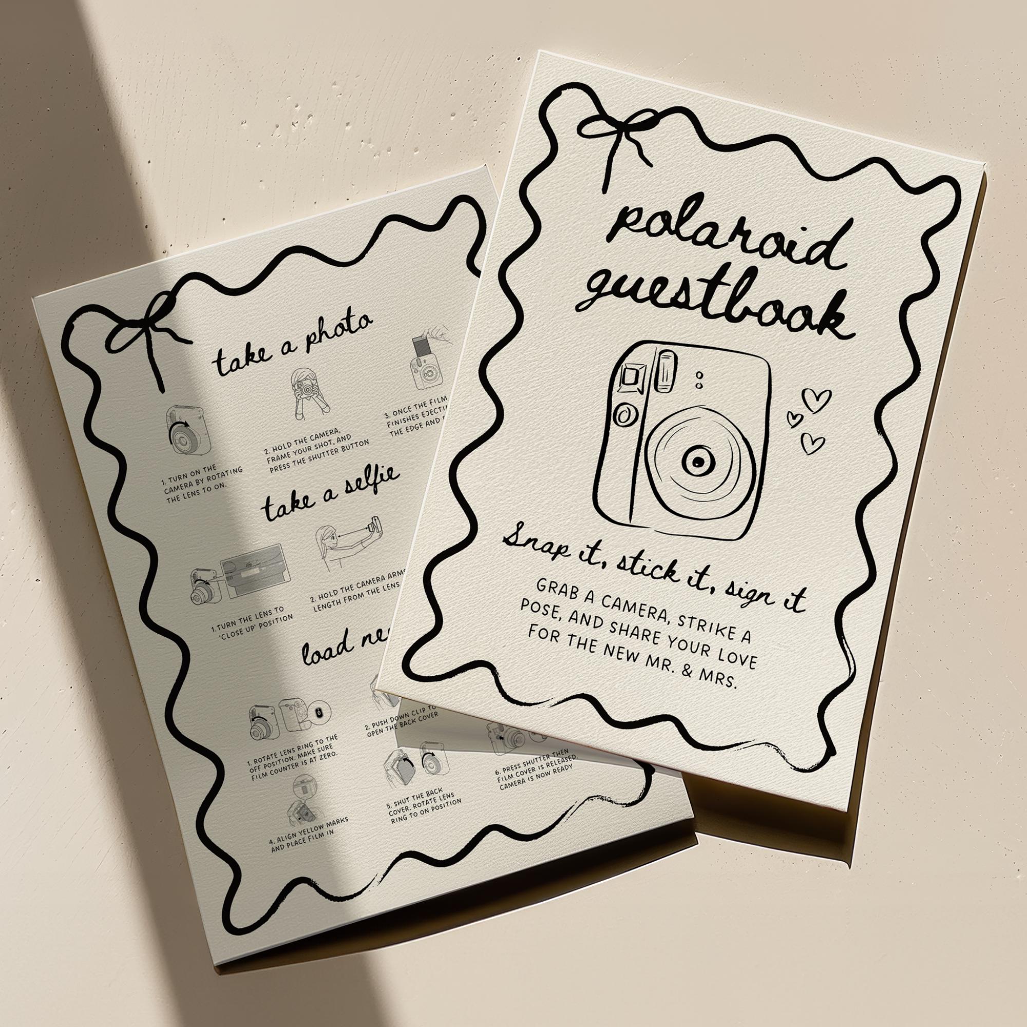 Instax Mini 12 Instructions Sign – Editable Polaroid Guest Book Sign Canva