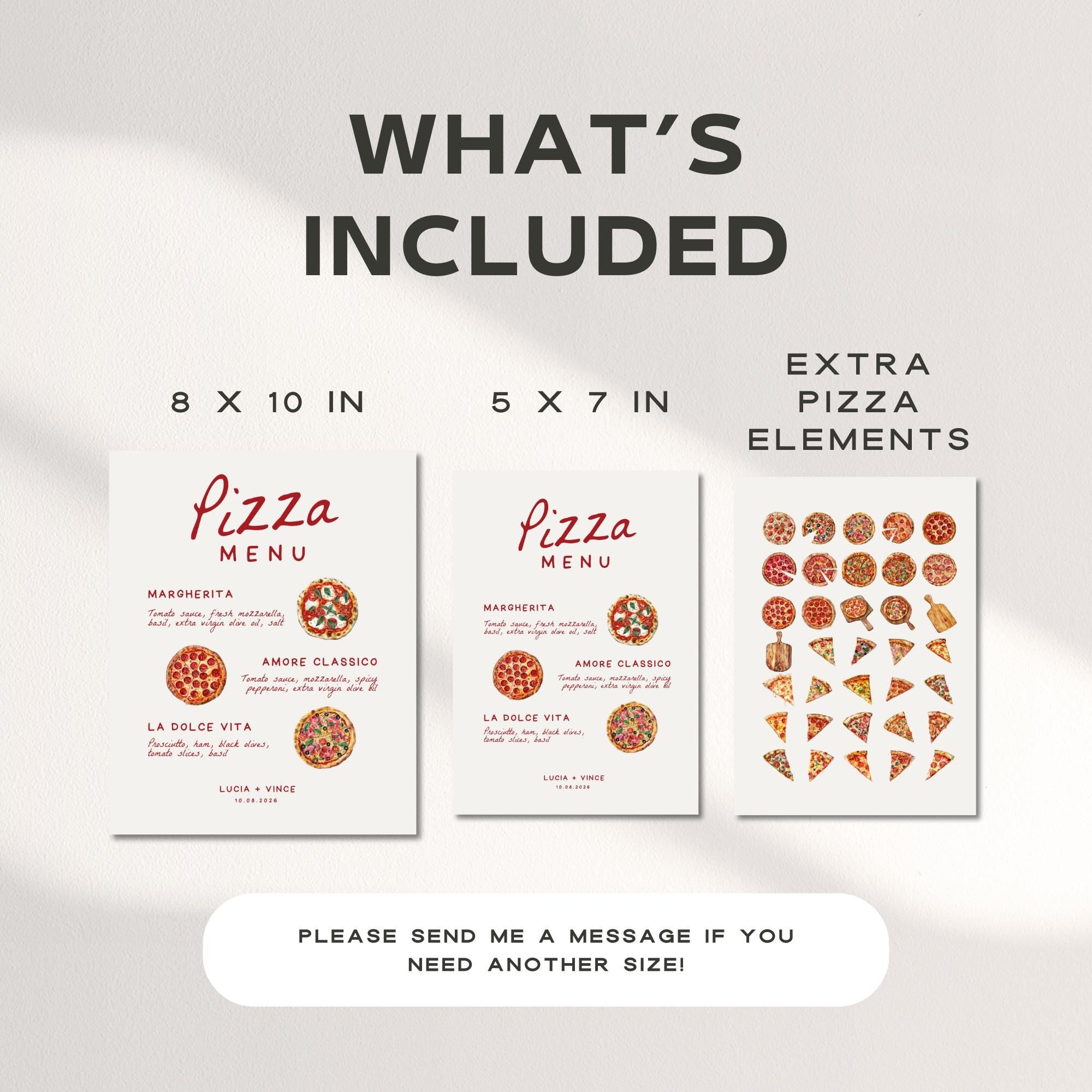 That’s Amore Pizza Bar Menu Sign Template – Italian Buffet Wedding &amp; Rehearsal Dinner Menu – Editable Canva Design