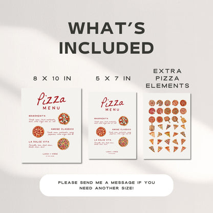 That’s Amore Pizza Bar Menu Sign Template – Italian Buffet Wedding &amp; Rehearsal Dinner Menu – Editable Canva Design