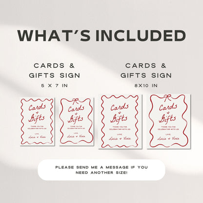 That’s Amore Cards and Gifts Sign – Editable Wavy Canva Template for Italian Wedding Table Decor