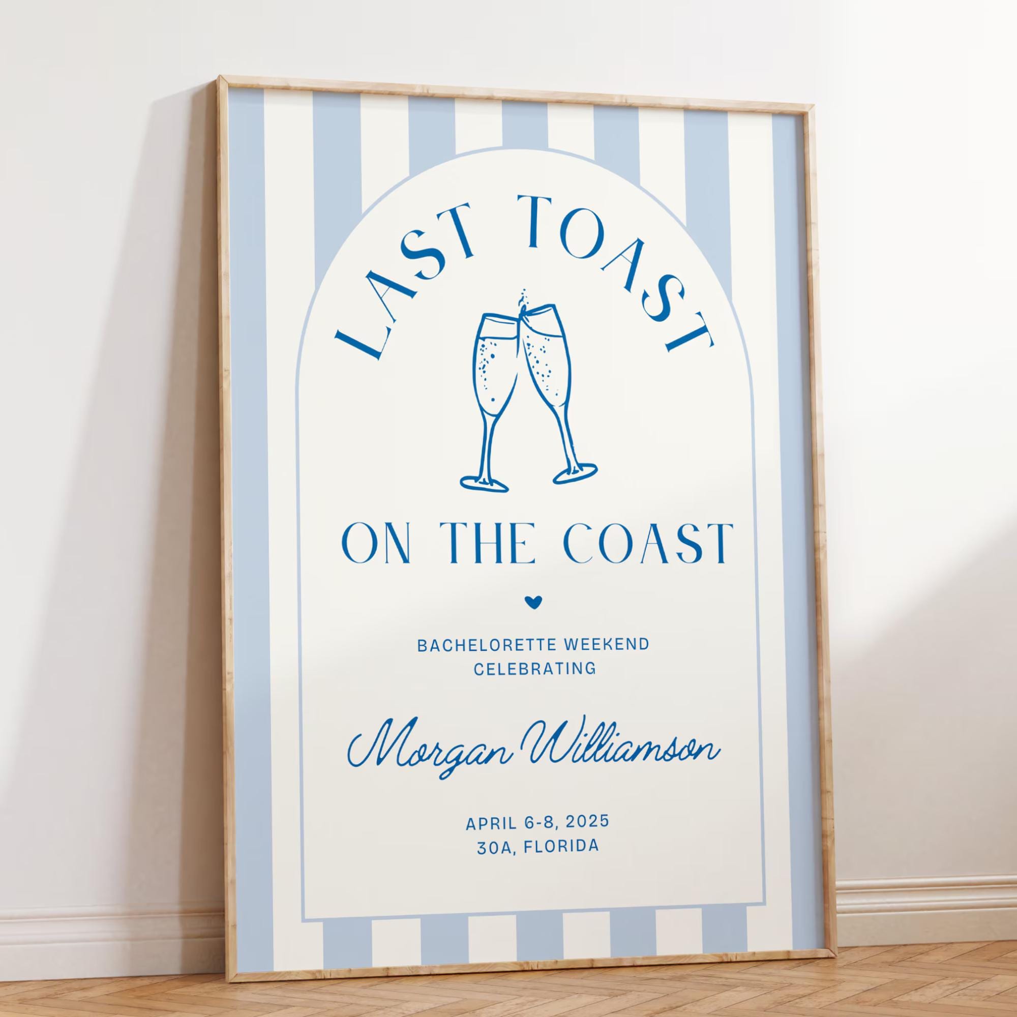 Last Toast On The Coast Bundle, Last Toast Bachelorette Itinerary, Bachelorette Party Game, Ladies Night Games, Bachelorette Sign Canva DIY