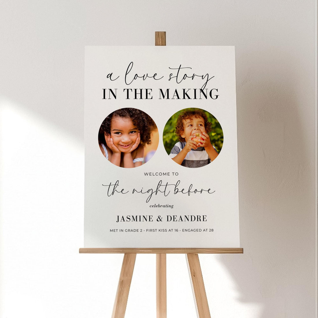 A Love Story The Night Before Rehearsal Dinner Welcome Sign Template – Editable Canva