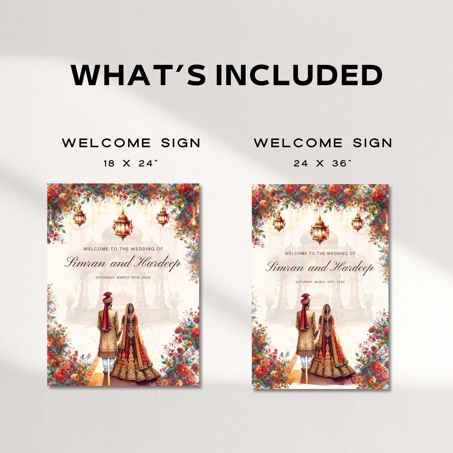 Indian Wedding Welcome Sign Template – Editable Canva Sign for Hindu Wedding Ceremony or Reception