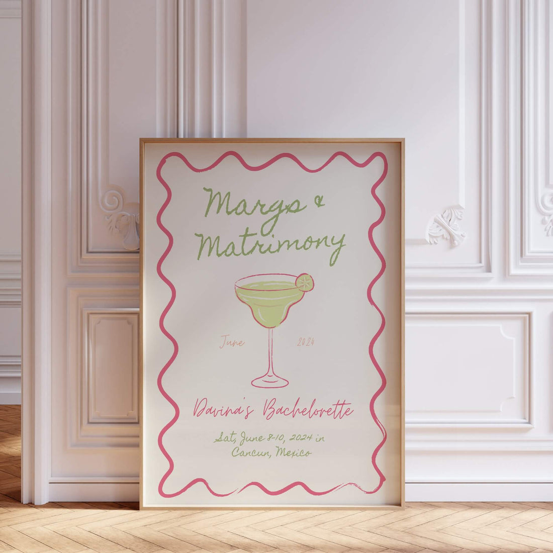 Margaritas and Matrimony Bachelorette Welcome Sign – Editable Final Fiesta Canva Template for Tequila-Themed Party