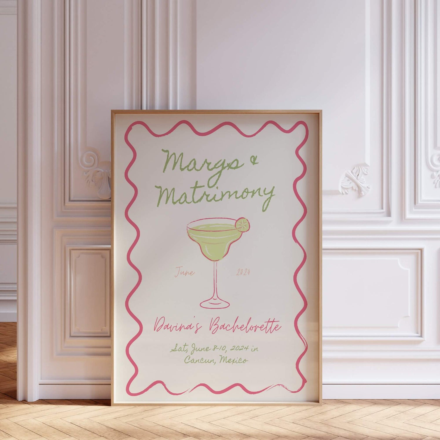 Margaritas and Matrimony Bachelorette Welcome Sign – Editable Final Fiesta Canva Template for Tequila-Themed Party