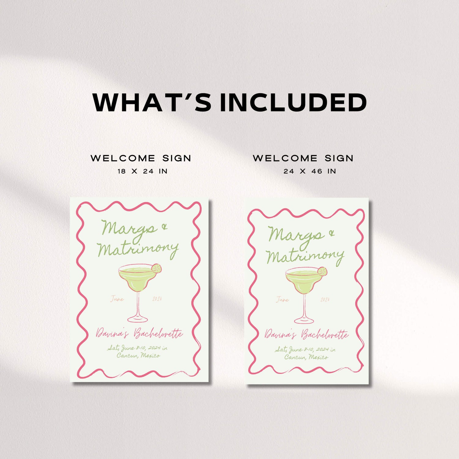 Margaritas and Matrimony Bachelorette Welcome Sign – Editable Final Fiesta Canva Template for Tequila-Themed Party
