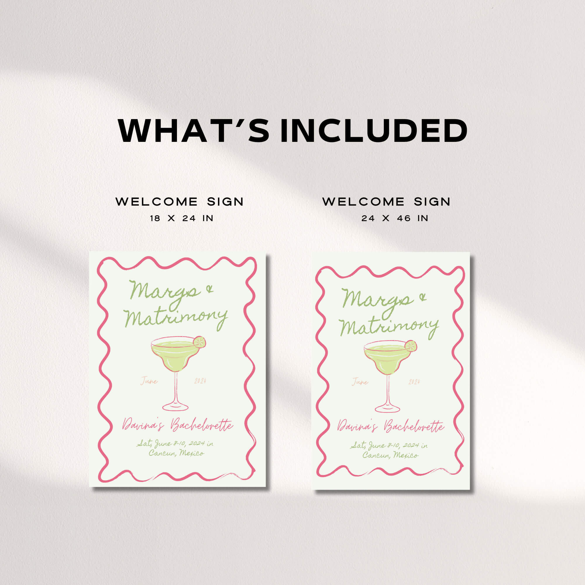 Margaritas and Matrimony Bachelorette Welcome Sign – Editable Final Fiesta Canva Template for Tequila-Themed Party