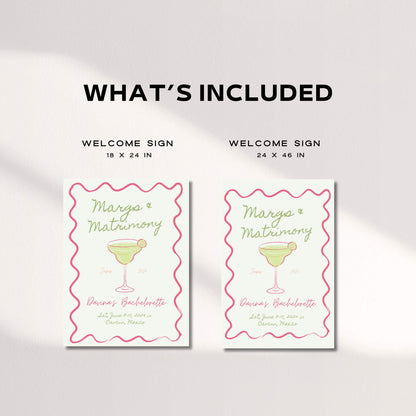 Margaritas and Matrimony Bachelorette Welcome Sign – Editable Final Fiesta Canva Template for Tequila-Themed Party