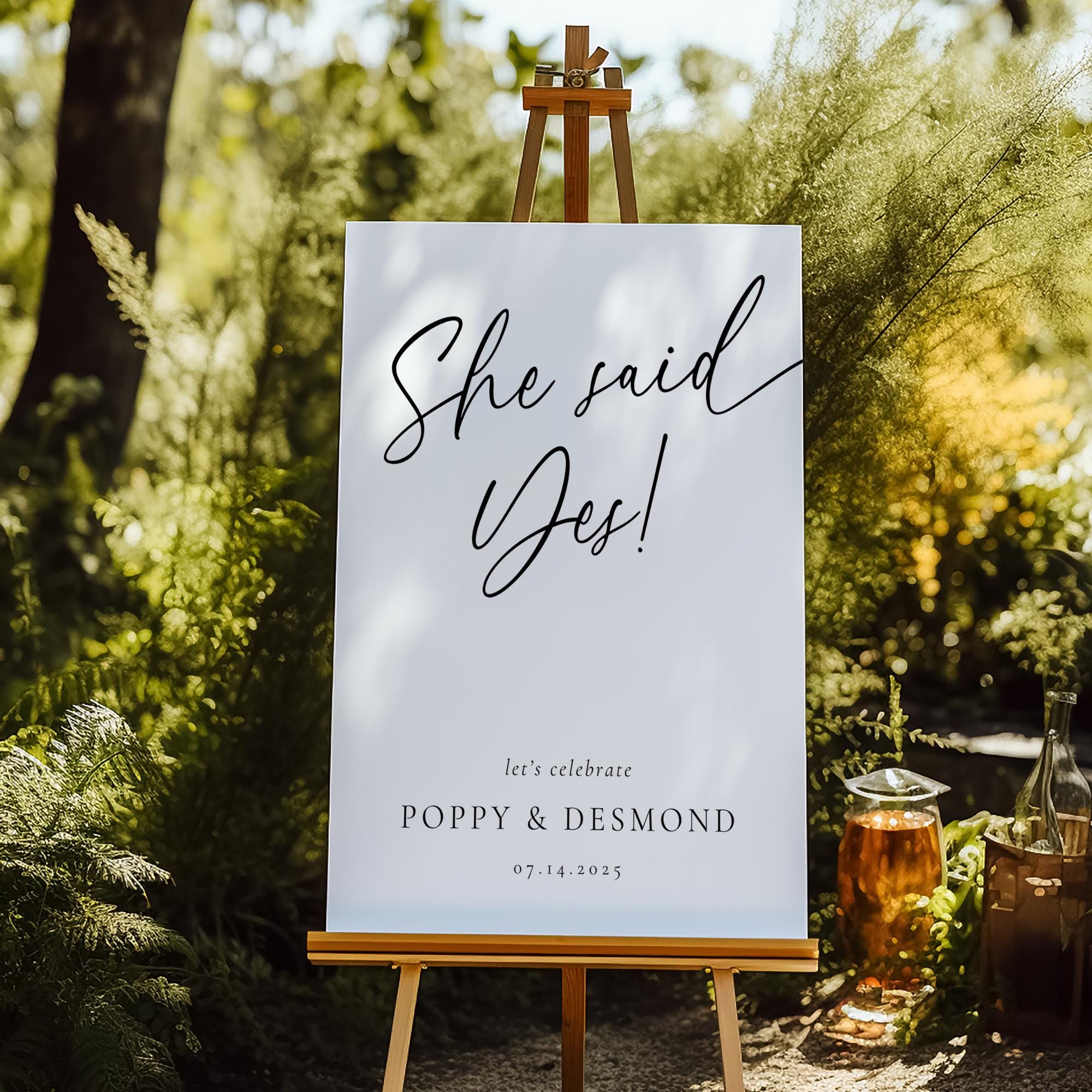 Modern Engagement Party Sign Template, Minimalist Welcome Sign, Editable Welcome to Our Engagement Poster, She Said Yes Party Decor Canva