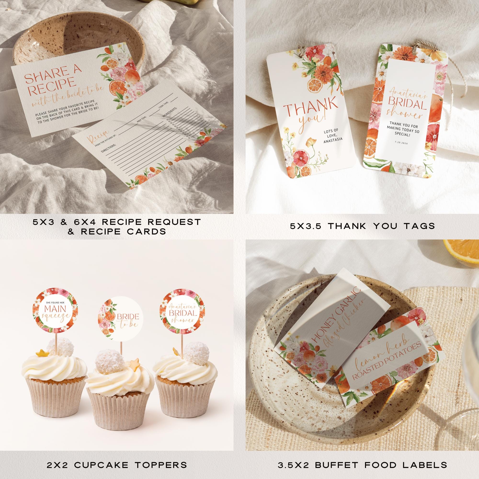 Citrus Bridal Shower Bundle Template – Main Squeeze Invitation, Games &amp; Decorations – Editable Canva Spring Bridal Brunch