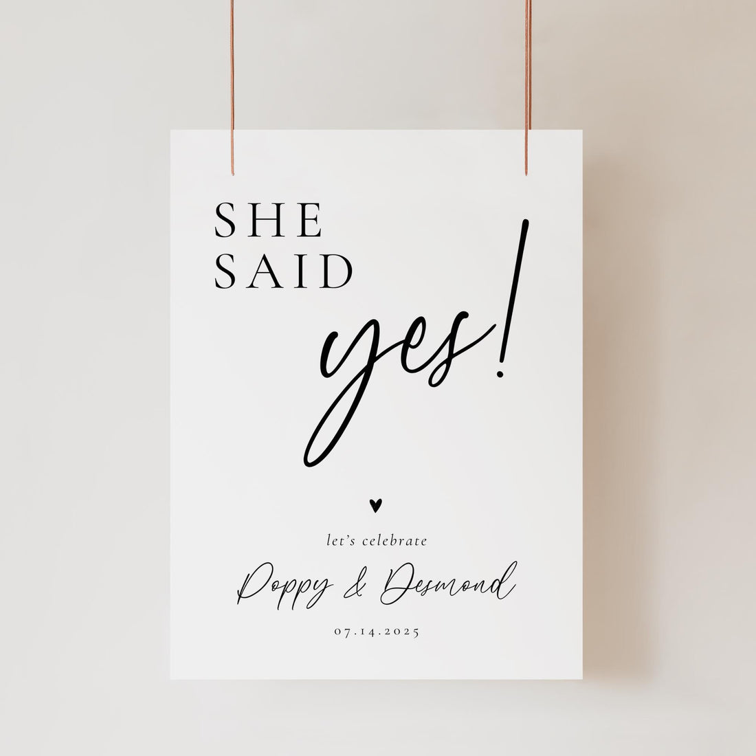 Modern Engagement Party Sign Template, Minimalist Welcome Sign, Editable Welcome to Our Engagement Poster, She Said Yes Party Decor Canva
