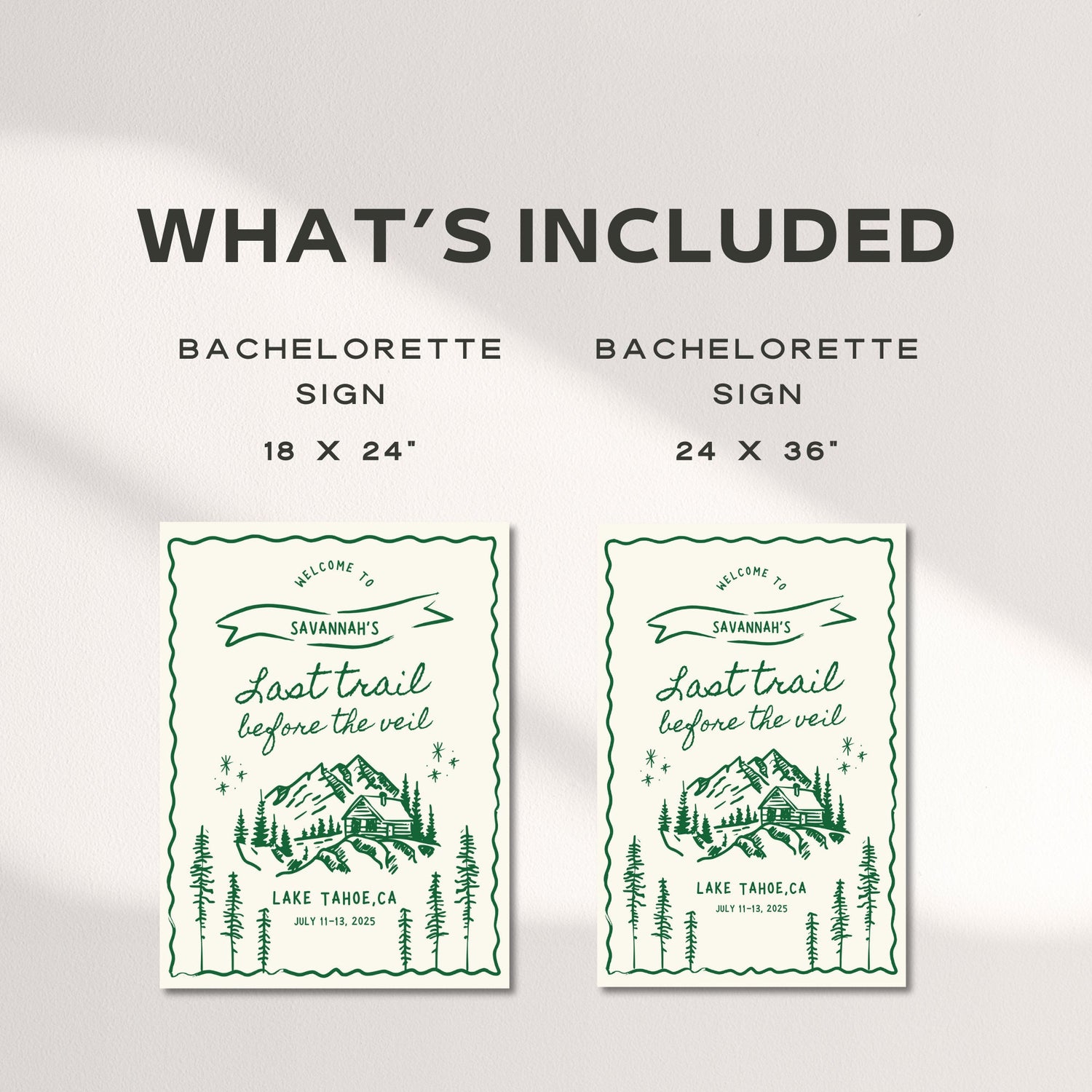 Camp Bachelorette Welcome Sign - Rustic Hiking &amp; Mountain Canva Template
