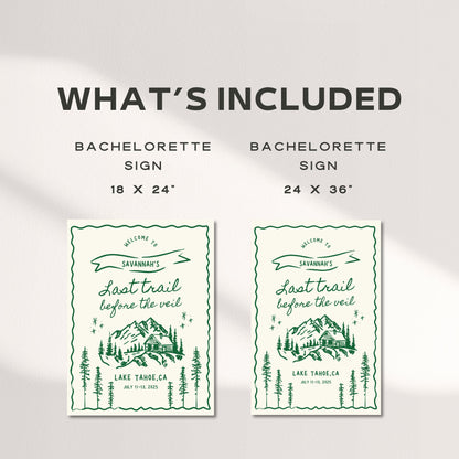 Camp Bachelorette Welcome Sign - Rustic Hiking &amp; Mountain Canva Template