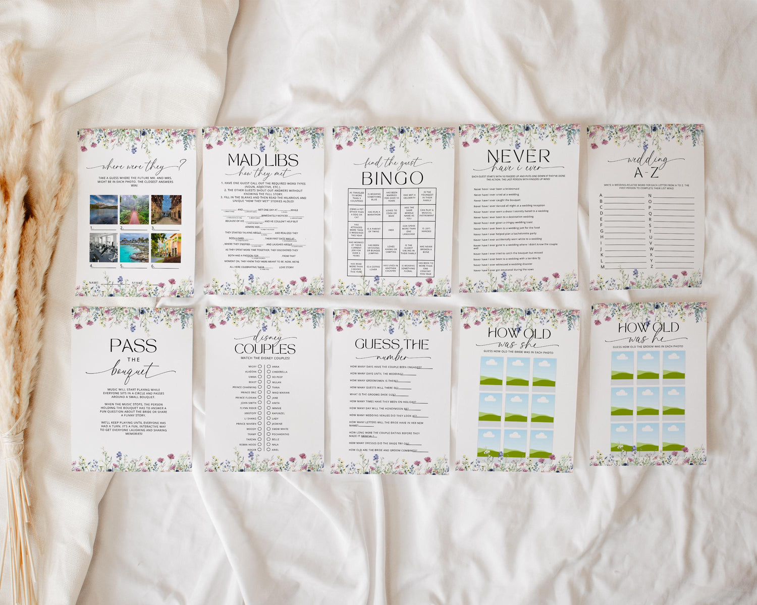 Wildflower Bridal Shower Games – Editable Floral Game Bundle