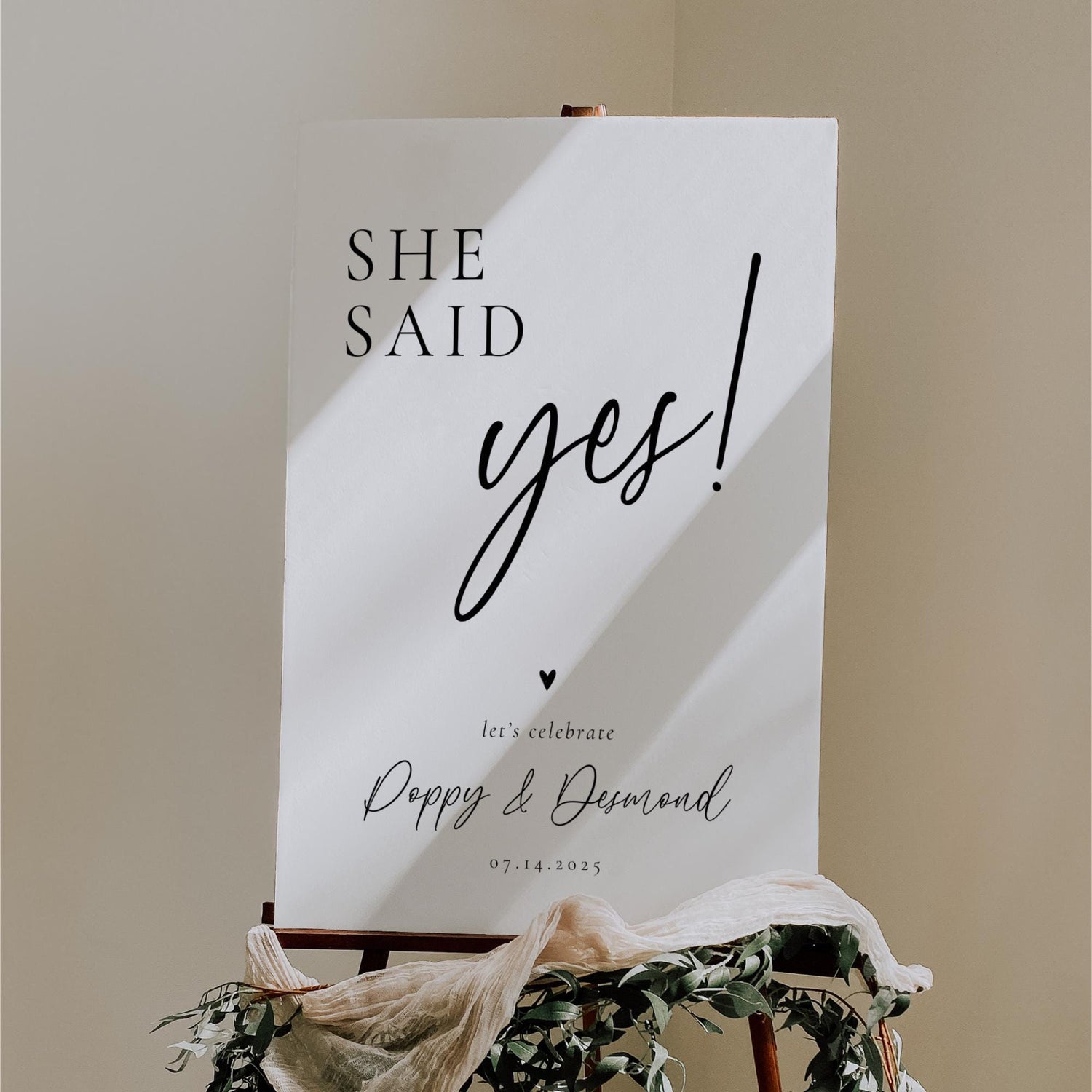 Modern Engagement Party Sign Template, Minimalist Welcome Sign, Editable Welcome to Our Engagement Poster, She Said Yes Party Decor Canva