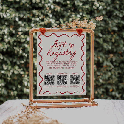 That’s Amore Gift Registry QR Code Sign – Italian Bridal Shower Template, Hand-Drawn Wedding Shower Sign, Editable Canva DIY