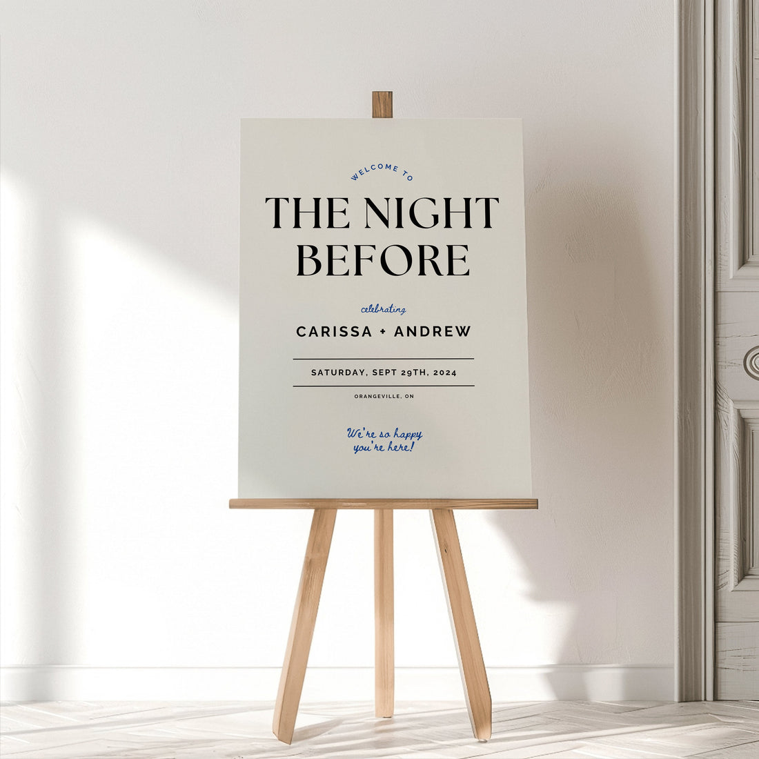 Rehearsal Dinner Sign Template – Large Wedding Welcome Sign, The Night Before Wedding, Editable Canva Digital Download