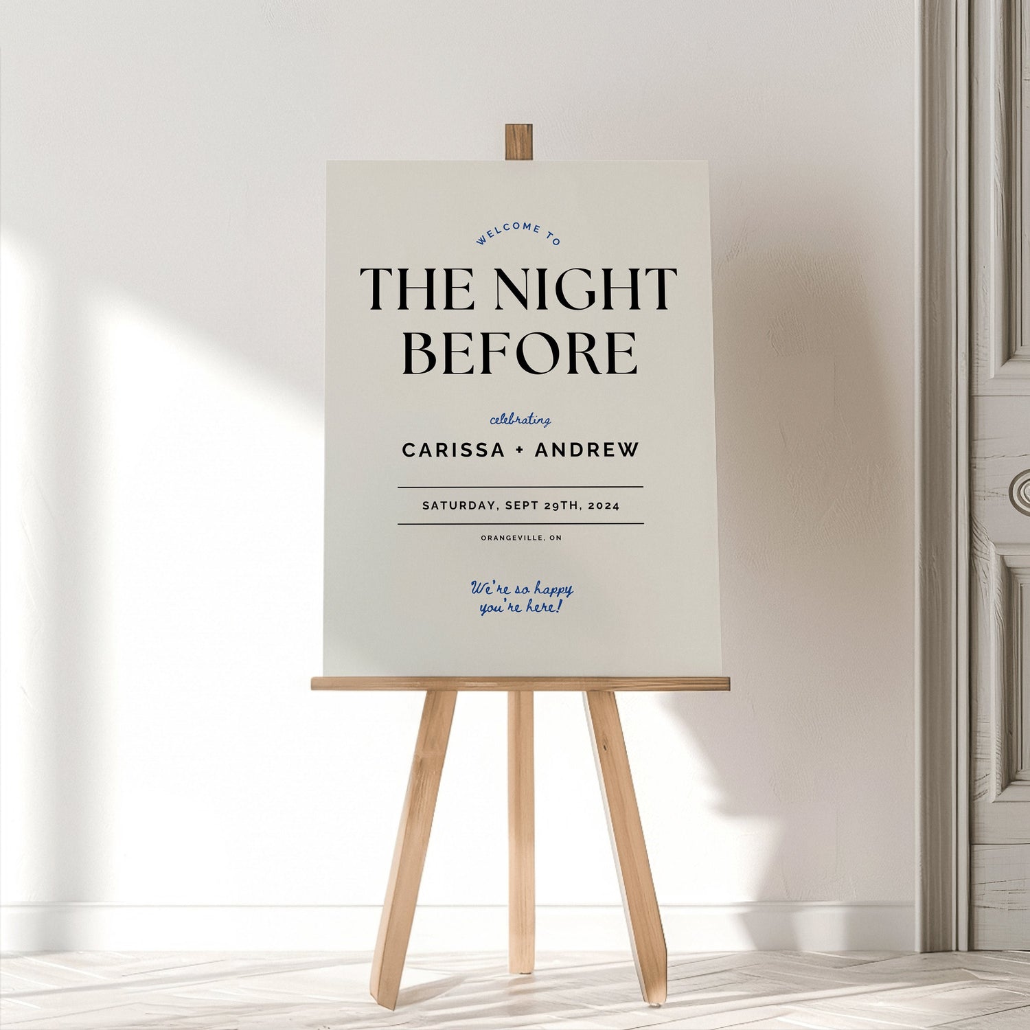 Rehearsal Dinner Sign Template – Large Wedding Welcome Sign, The Night Before Wedding, Editable Canva Digital Download