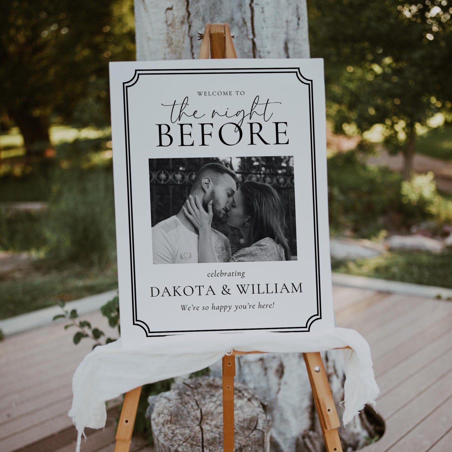 The Night Before Rehearsal Dinner Welcome Sign Template – Editable Photo Sign Canva