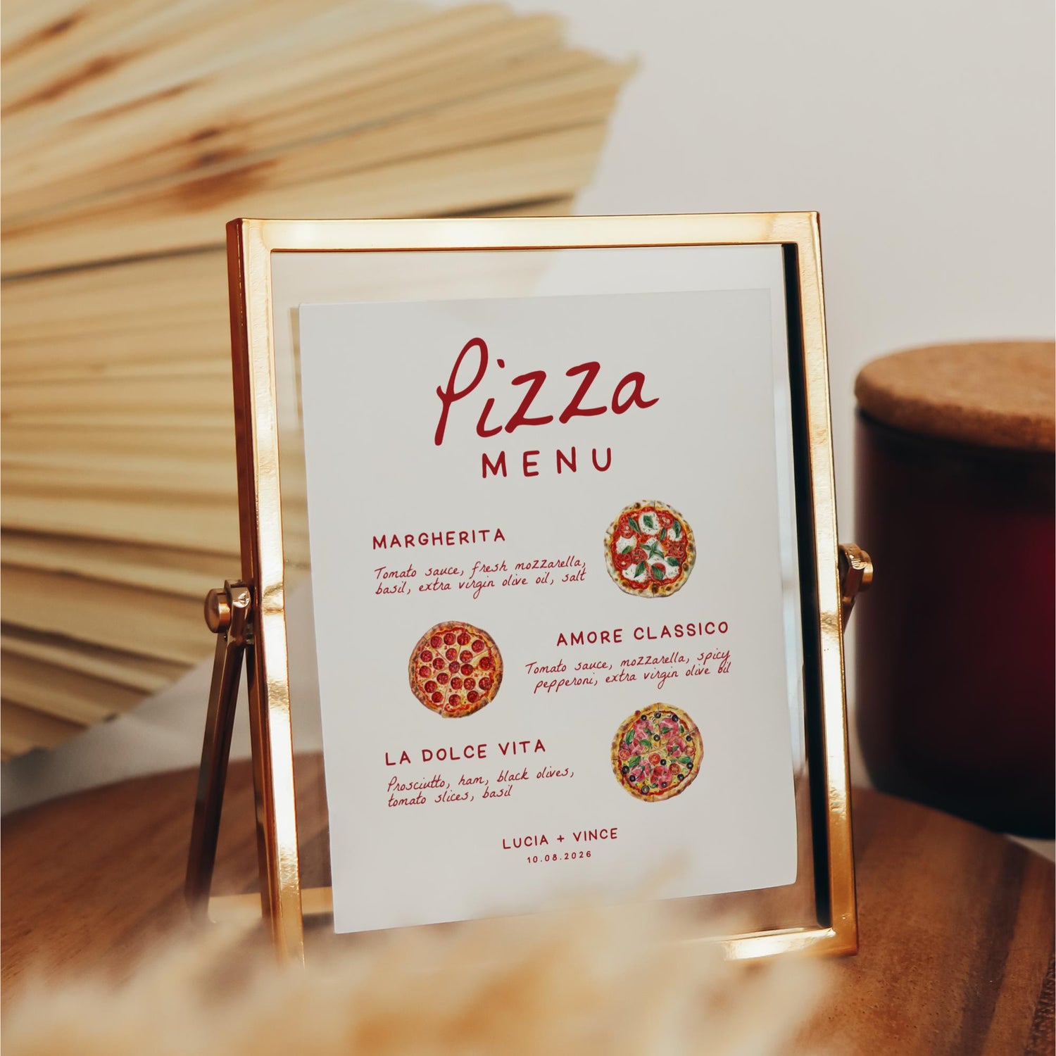 That’s Amore Pizza Bar Menu Sign Template – Italian Buffet Wedding &amp; Rehearsal Dinner Menu – Editable Canva Design